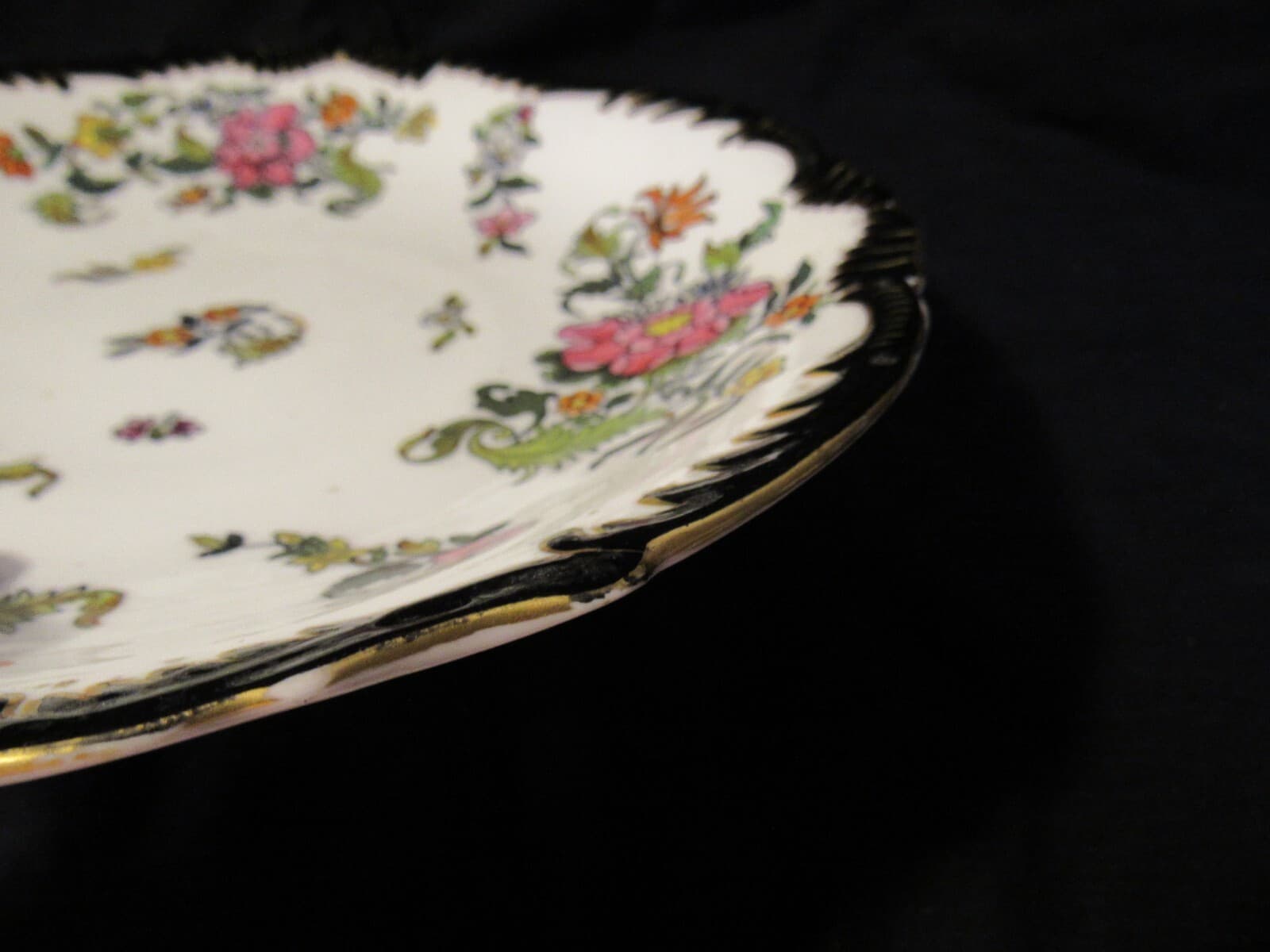Coalport Hand Painted Floral Raised Scalloped Edge Serving Plate Bowl Footed U53 - Thumbnail 8