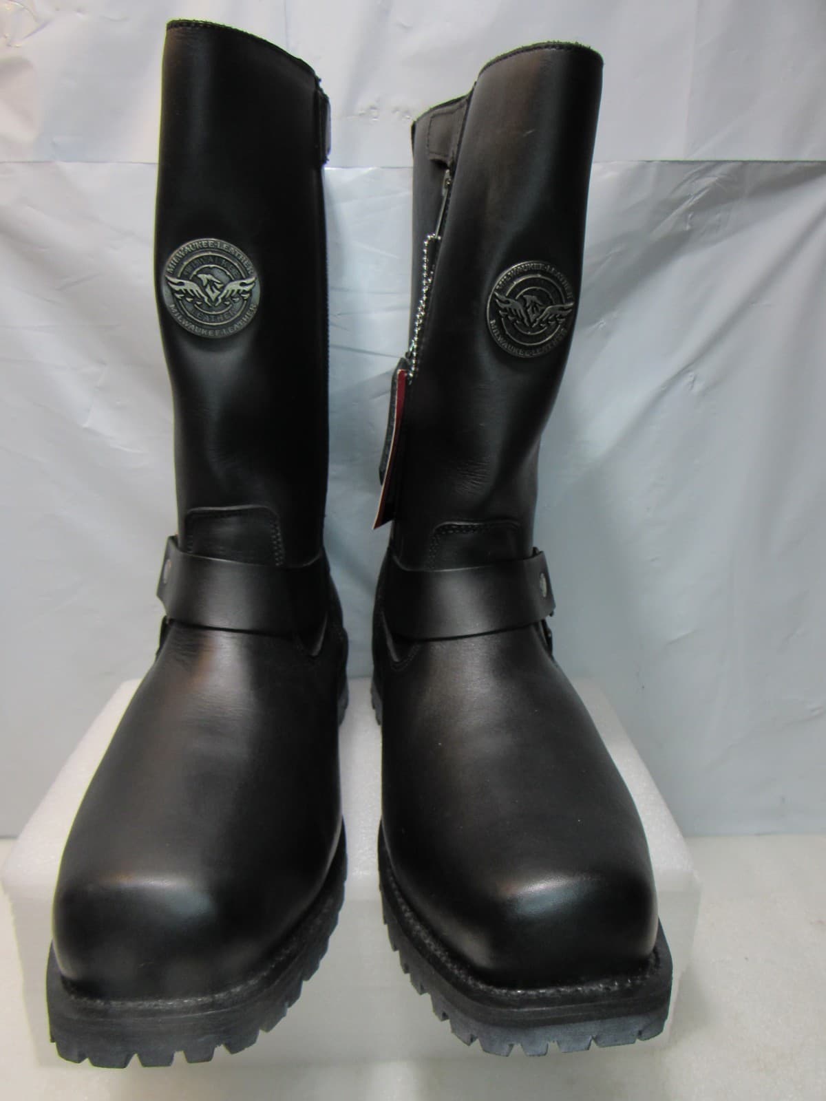 Milwaukee Harness Motorcycle Boots Black Leather Mens 10.5 EEE Square Toe (J31K) - Thumbnail 4