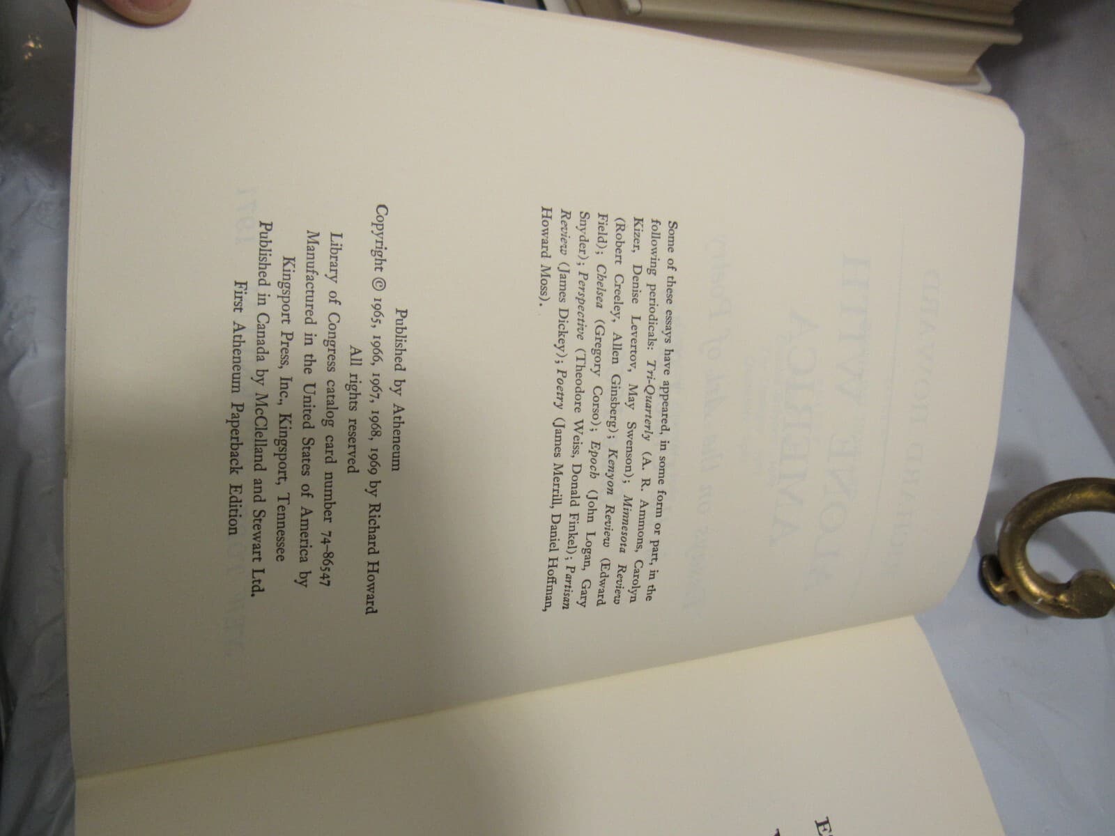 Alone with America by Richard Howard (Atheneum, 1969) Paperback J45J - Thumbnail 7