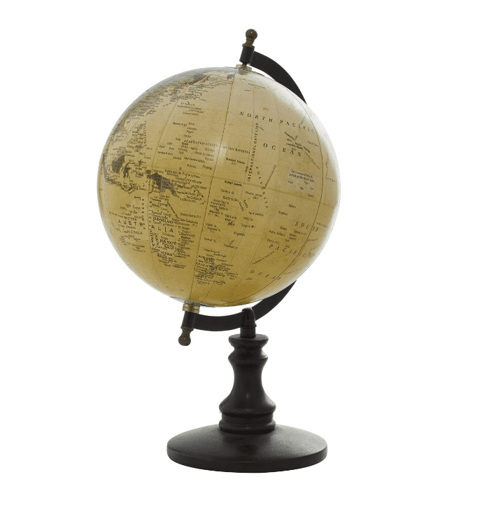 Benzara 38117 Sophisticated Wooden and Metal 14 In. Globe With Black Base (K45) - Thumbnail 4