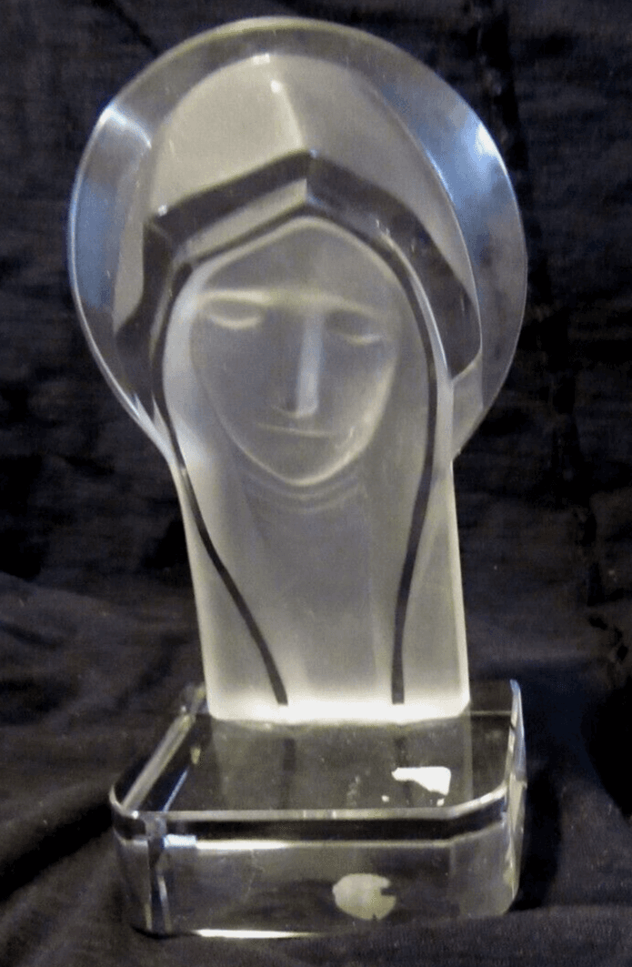 Vintage DESNA Czech Frosted Crystal Madonna Head Sculpture U58S - Thumbnail 3