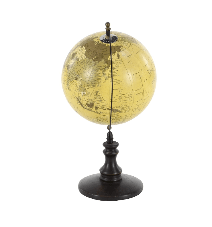 Benzara 38117 Sophisticated Wooden and Metal 14 In. Globe With Black Base (K45) - Thumbnail 3