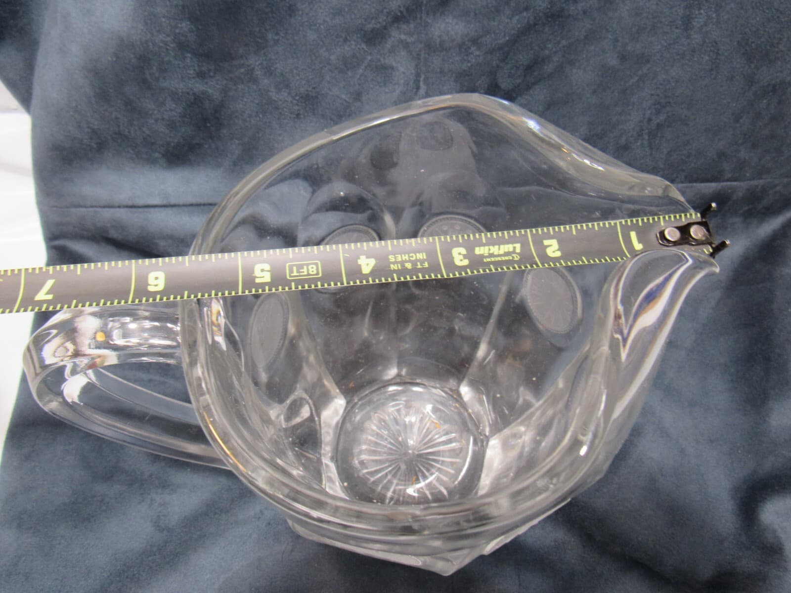 Vintage Fostoria Frosted Coin Clear Glass Pitcher 32oz Eagle & Torch Coins (O11M - Thumbnail 8