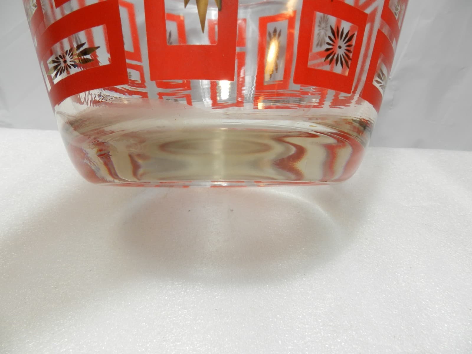 1950's Jeannette Atomic Red &Gold Starburst Ice Bucket /Punch Bowl Retro E93JJ - Thumbnail 6