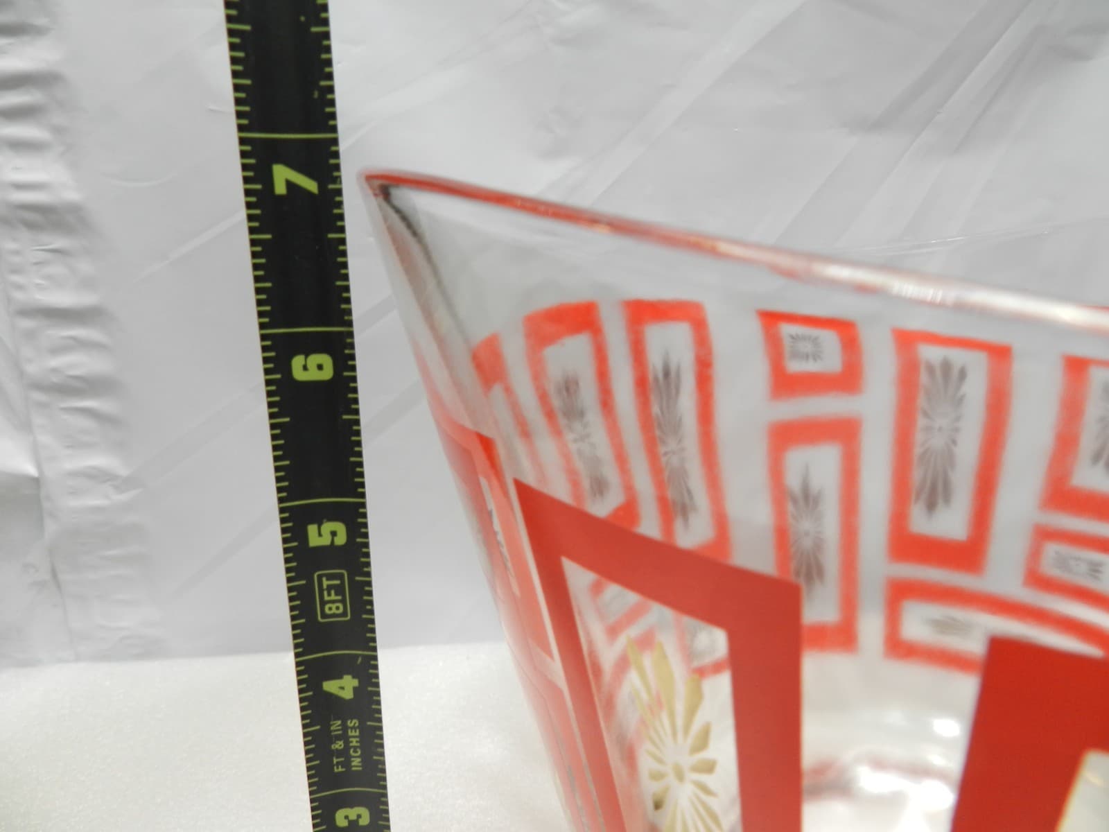 1950's Jeannette Atomic Red &Gold Starburst Ice Bucket /Punch Bowl Retro E93JJ - Thumbnail 4