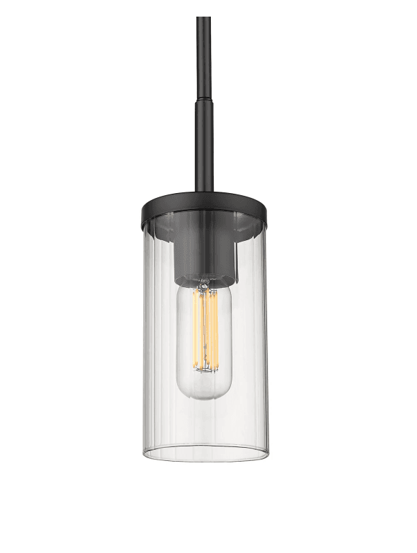 Golden Lighting Winslett 5" Wide Mini Pendant Model:7011-M1L BLK-CLR (K44) - Thumbnail 2