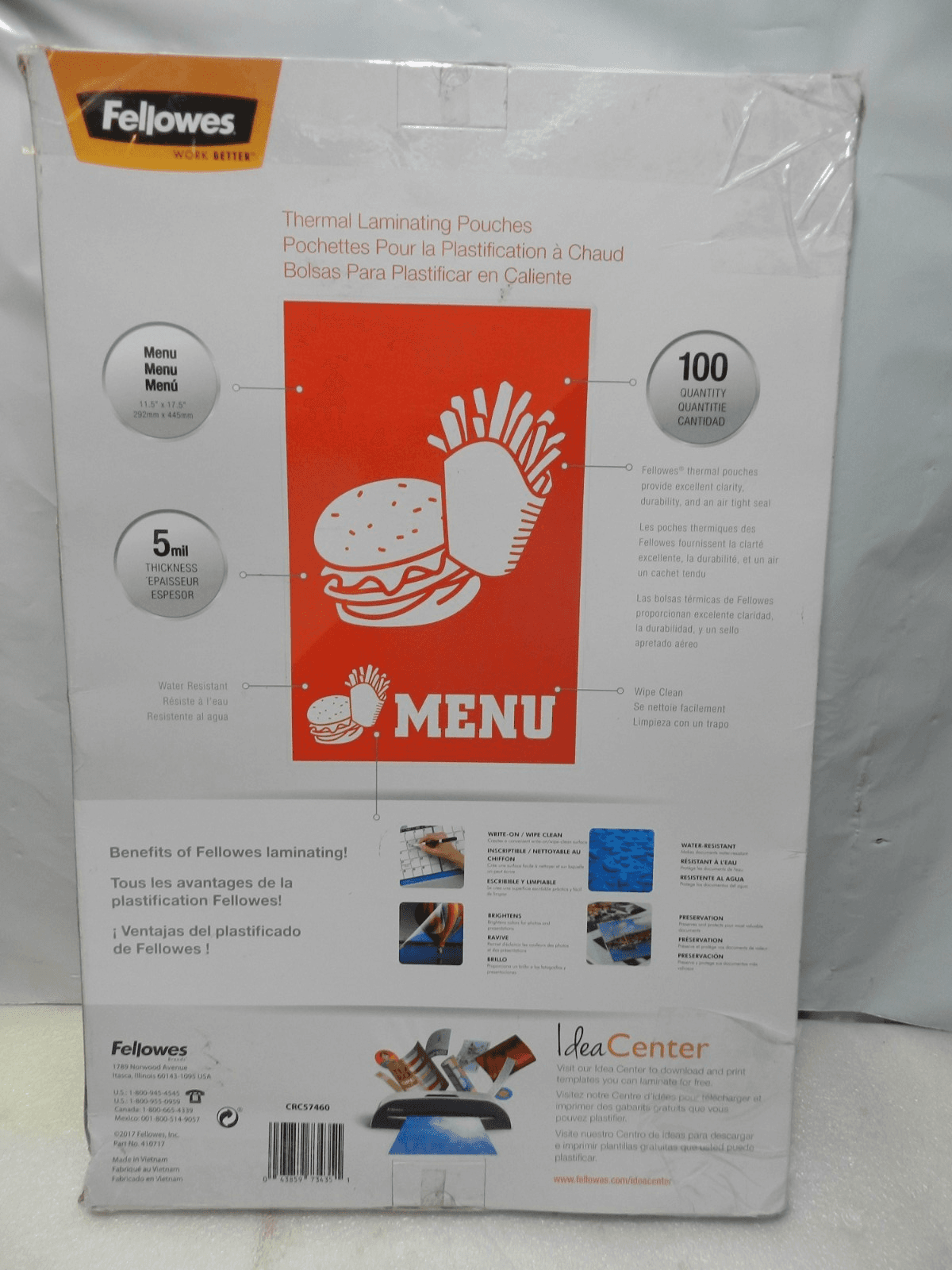 Fellowes Thermal Laminating Pouches Menu 5 mil 100/Pack 5746001 (Y55K) - Thumbnail 9