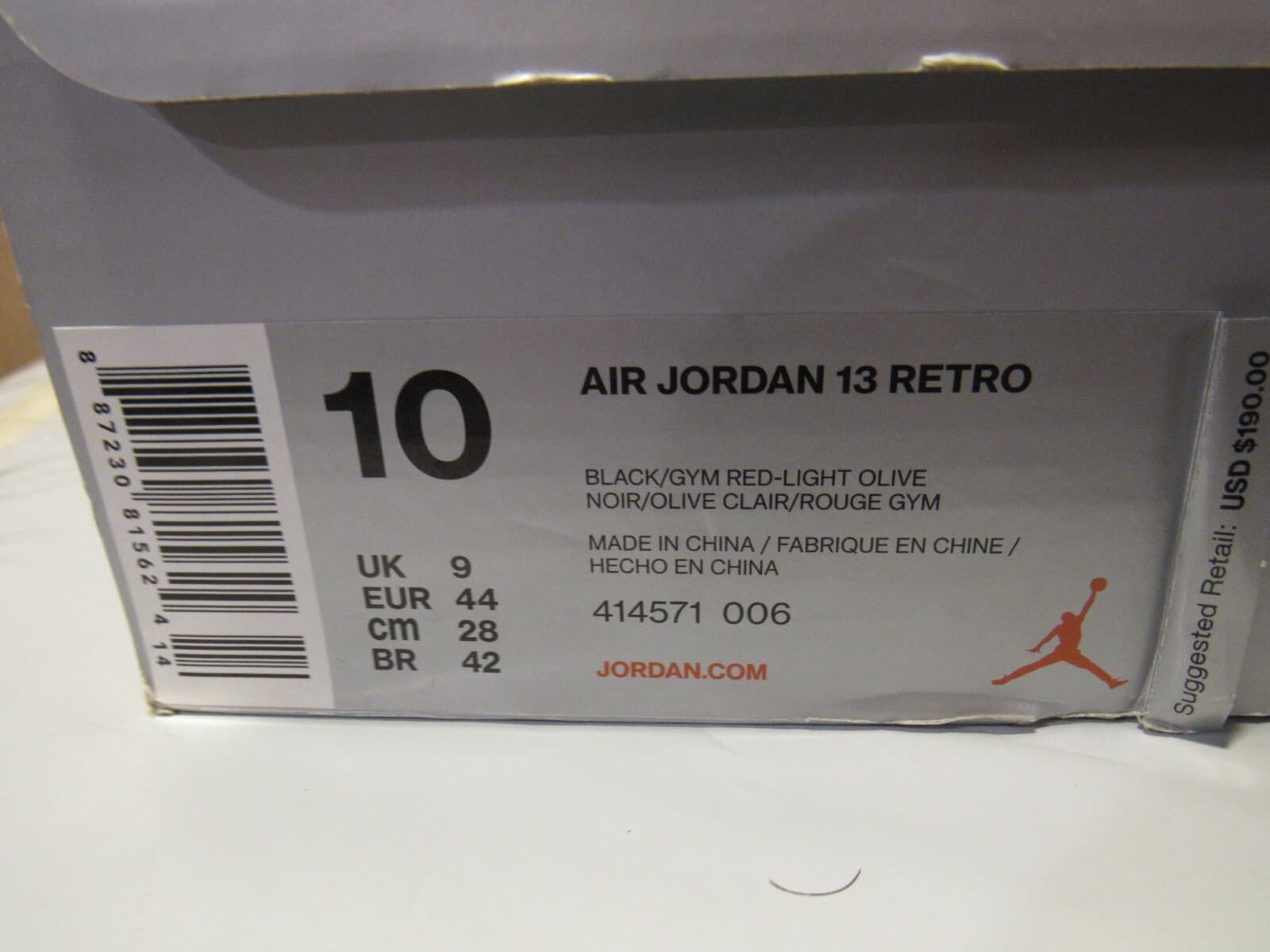 Size 10 Mens - Air Jordan 13 Retro Olive Black Suede Sneakers (414571-006) H18K - Thumbnail 10