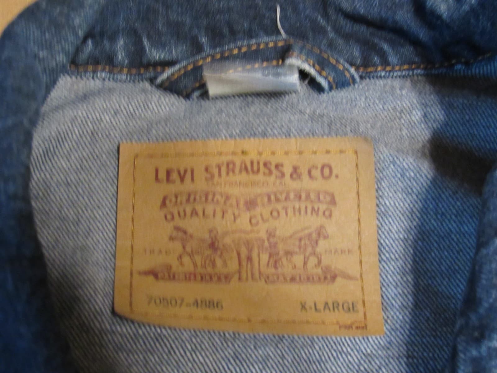 Vintage Levis Denim Trucker Denim Jacket Mens Size XL 70507-4886 90's (T81JJ) - Thumbnail 3