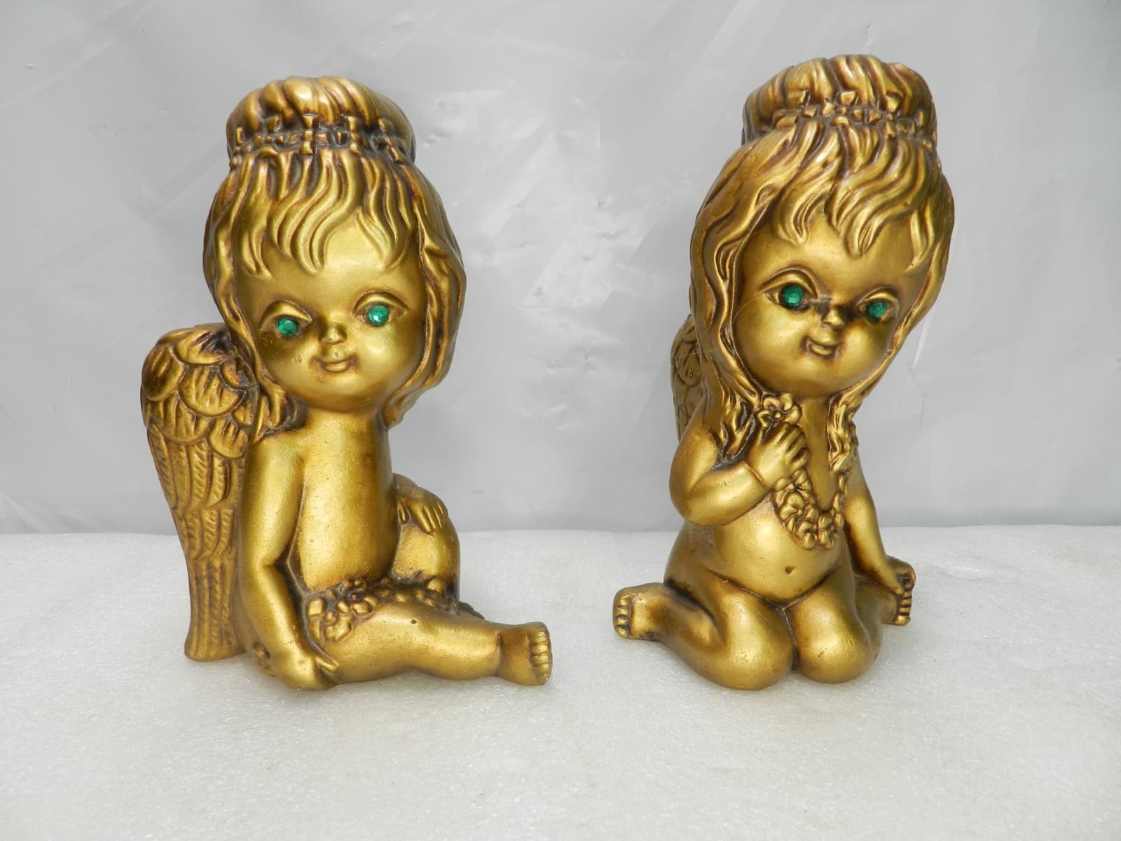Vintage 70's Acker Art Pottery Angels Cupids Figure Hollywood Regency 6" (G19J) - Thumbnail 2