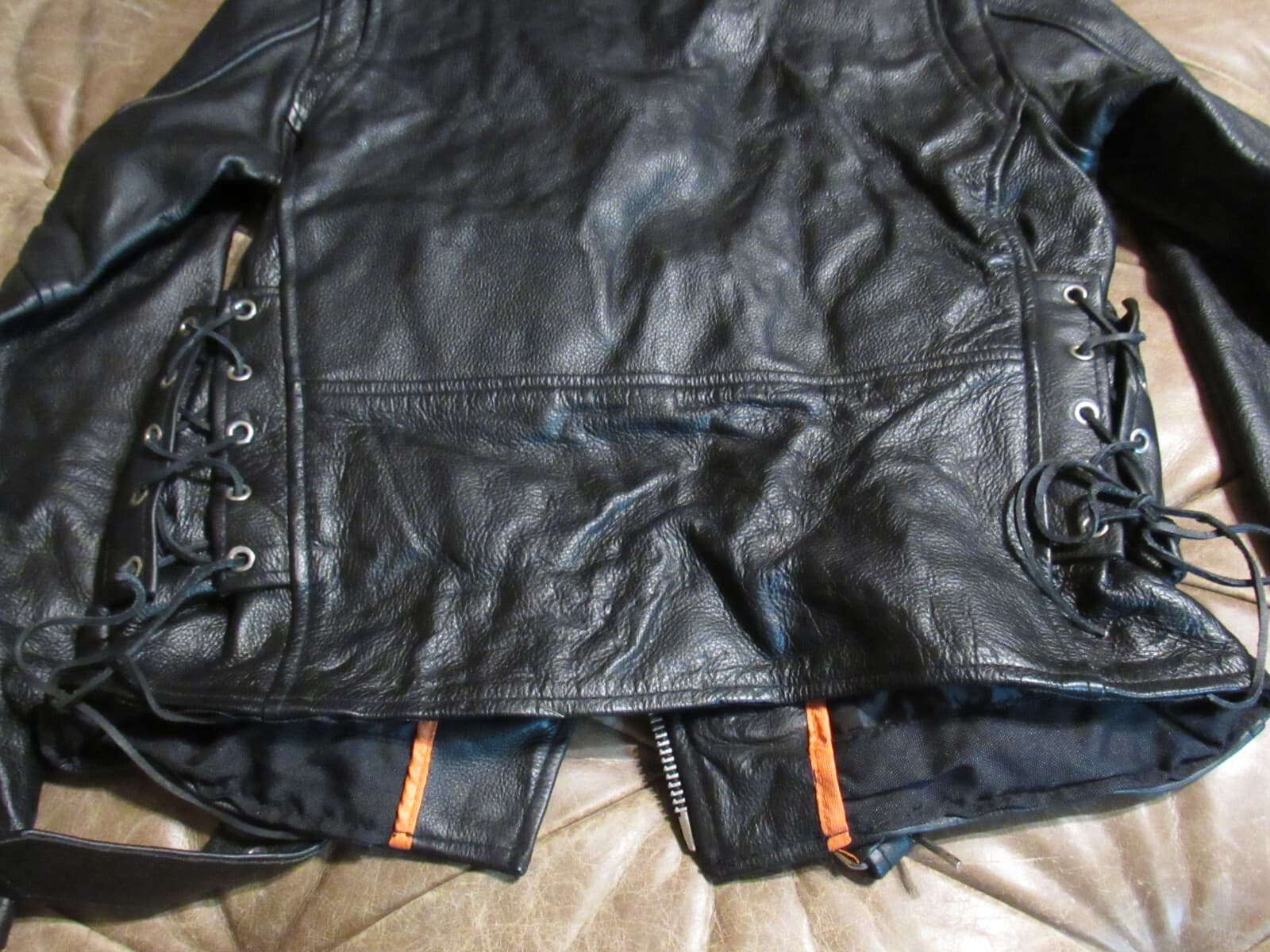Milwaukee Biker Motorcycle Women's Black Leather Jacket W/ Belt Medium (B16M) - Thumbnail 11