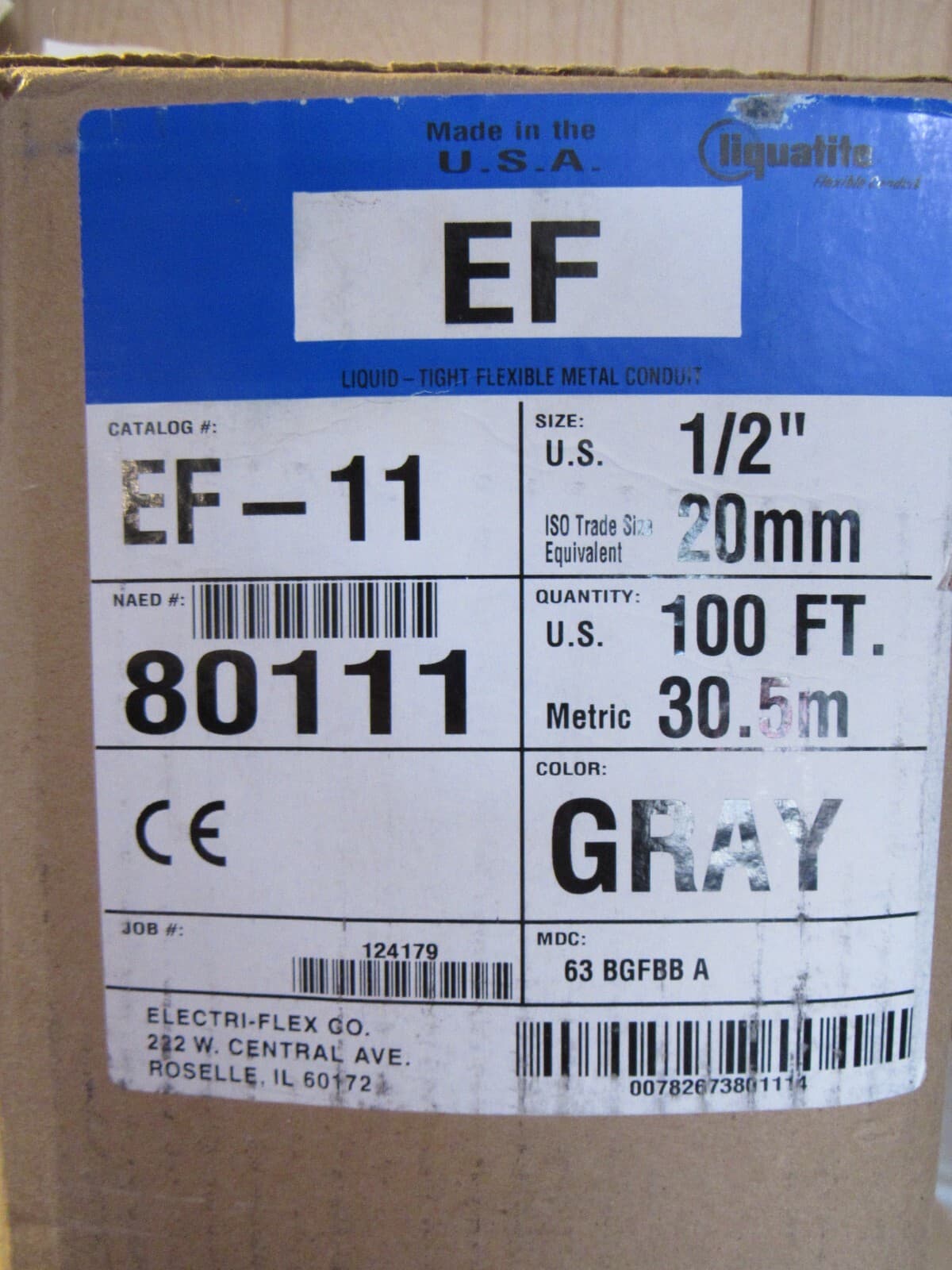 Liquatite Type EF-11 Liquid Tight Conduit Sunlight Resistant 1/2" 100ft. W57K - Thumbnail 2