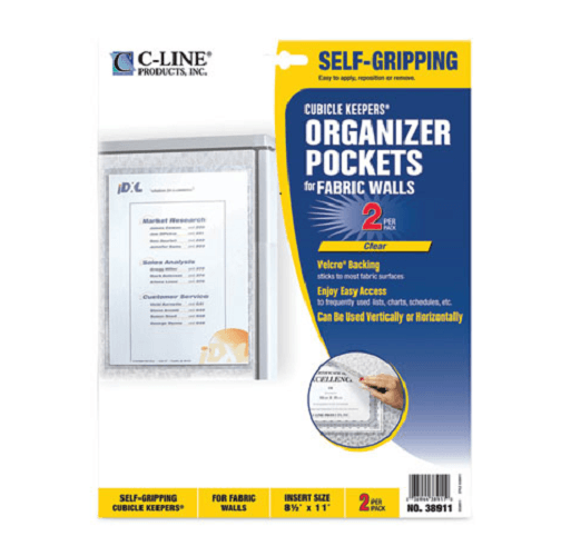 C-Line Cubicle Keepers Wall Organizer Fabric Surfaces Clear 8.5" x 11" 8pc R60K - Thumbnail 2