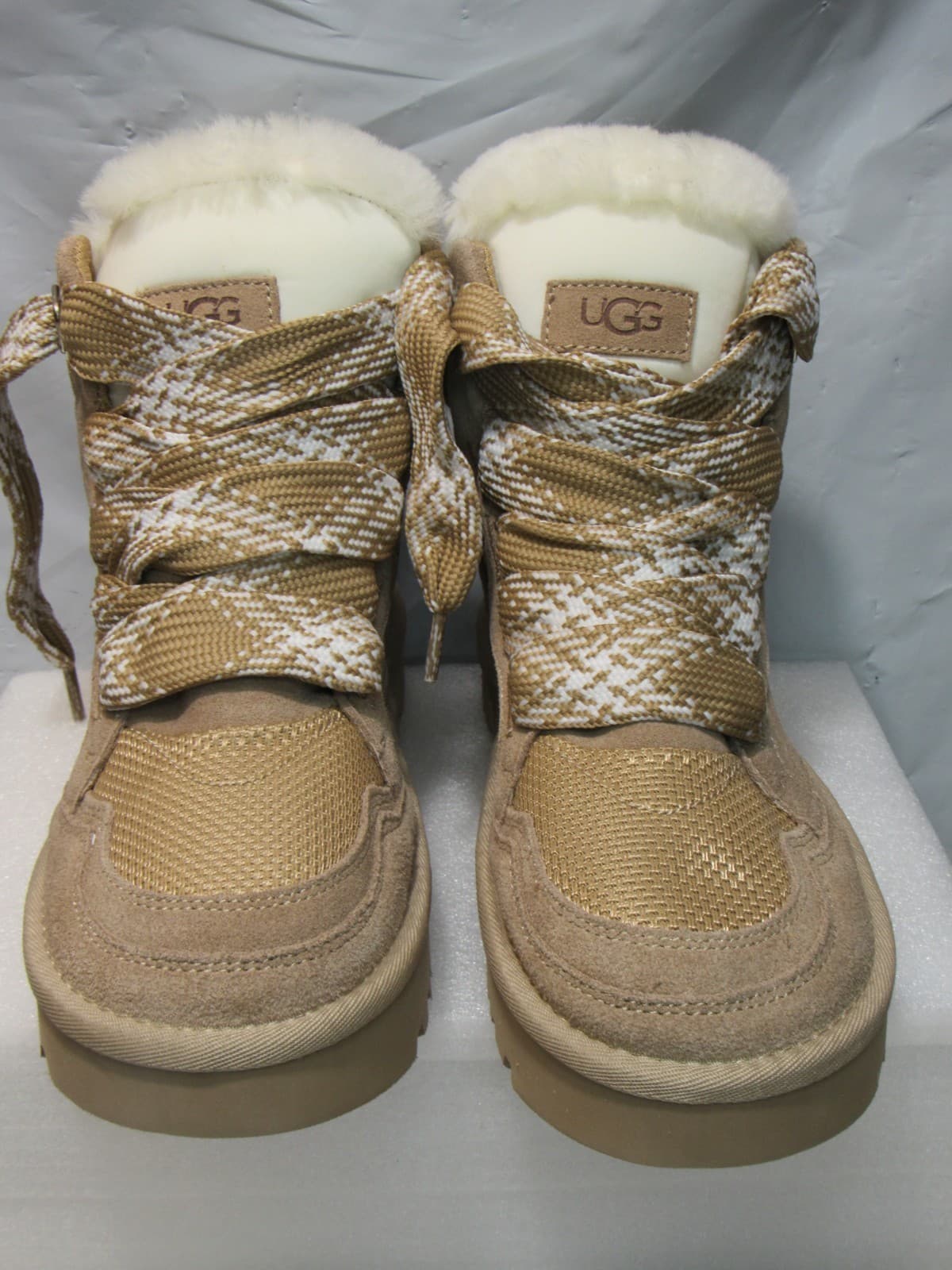 UGG HIGHMEL Chestnut Suede Shearling Lace Up Ankle Boot Women's Size 8 J36K - Thumbnail 5