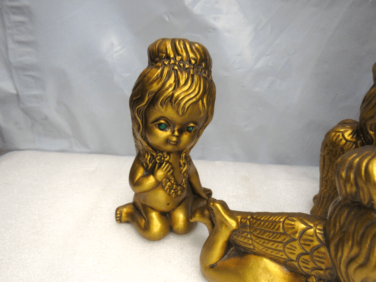 Vintage 70's Acker Art Pottery Angels Cupids Figure Hollywood Regency 6" (G19J) - Thumbnail 12