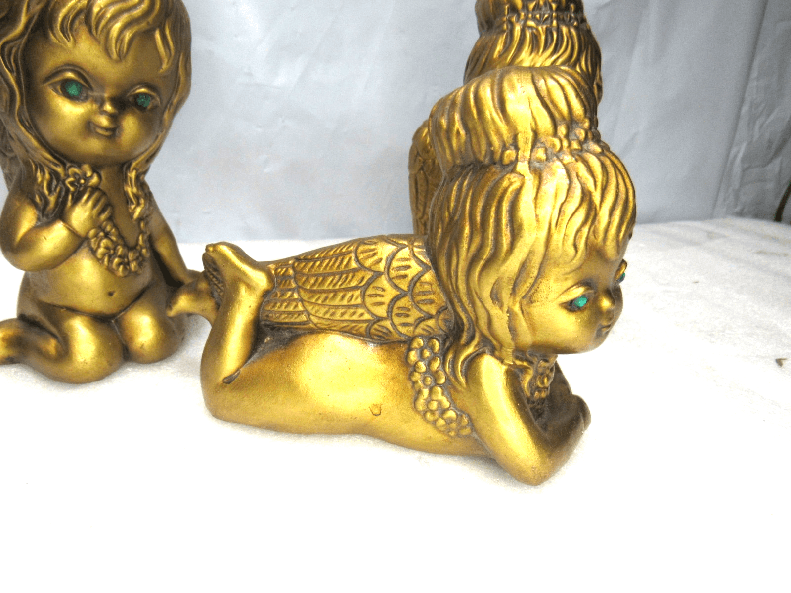 Vintage 70's Acker Art Pottery Angels Cupids Figure Hollywood Regency 6" (G19J) - Thumbnail 13