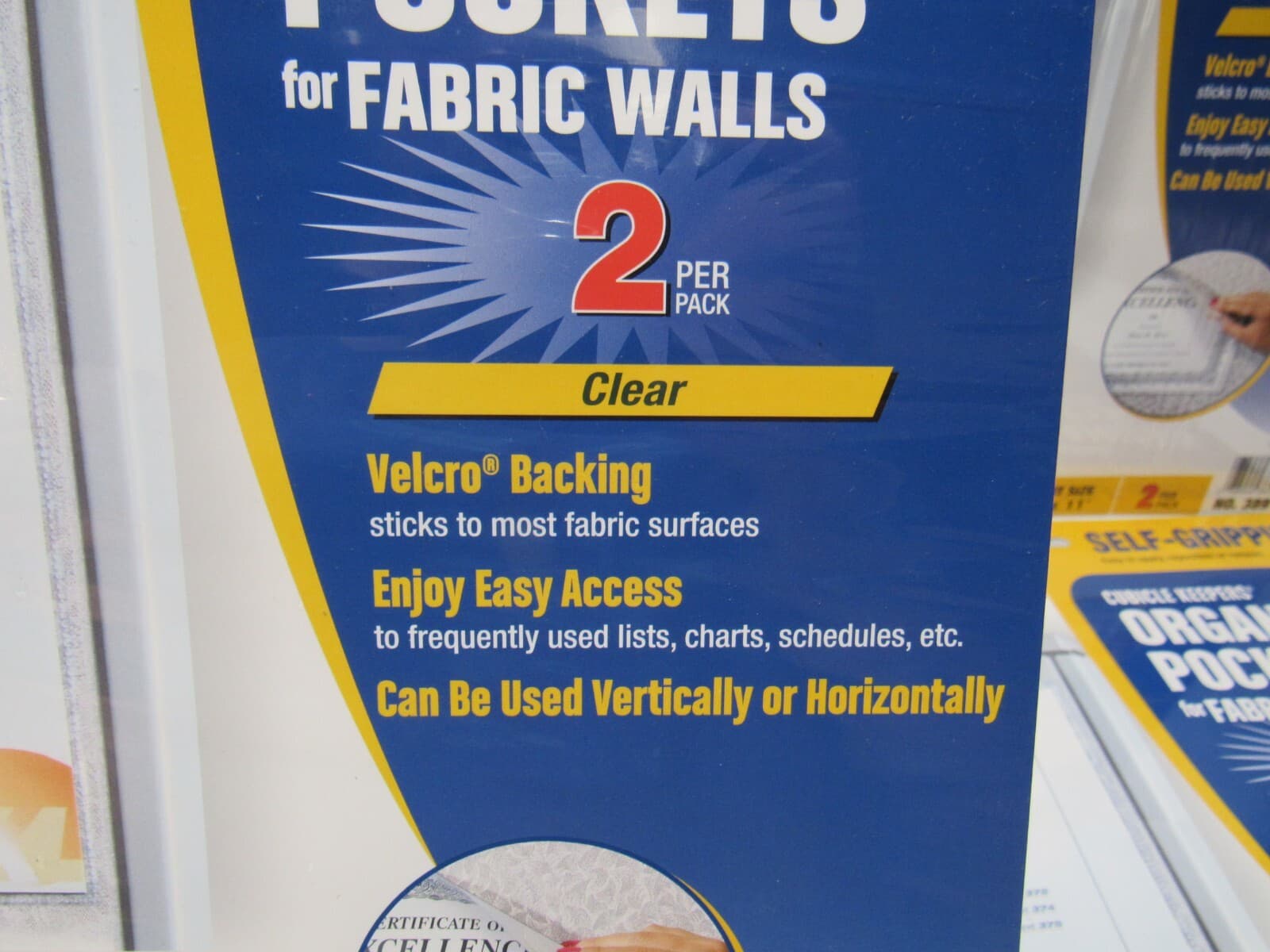 C-Line Cubicle Keepers Wall Organizer Fabric Surfaces Clear 8.5" x 11" 8pc R60K - Thumbnail 5