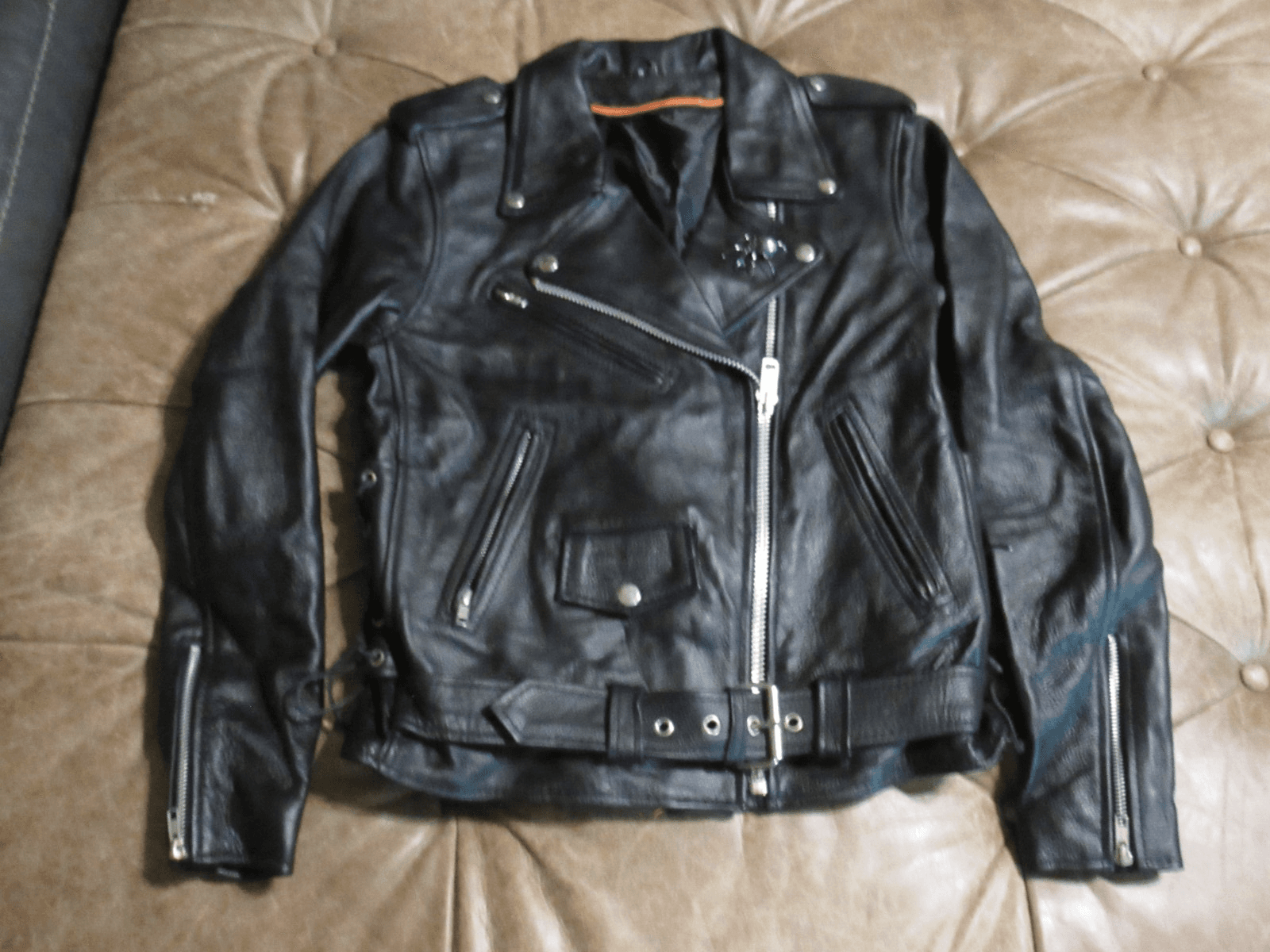 Milwaukee Biker Motorcycle Women's Black Leather Jacket W/ Belt Medium (B16M) - Thumbnail 13