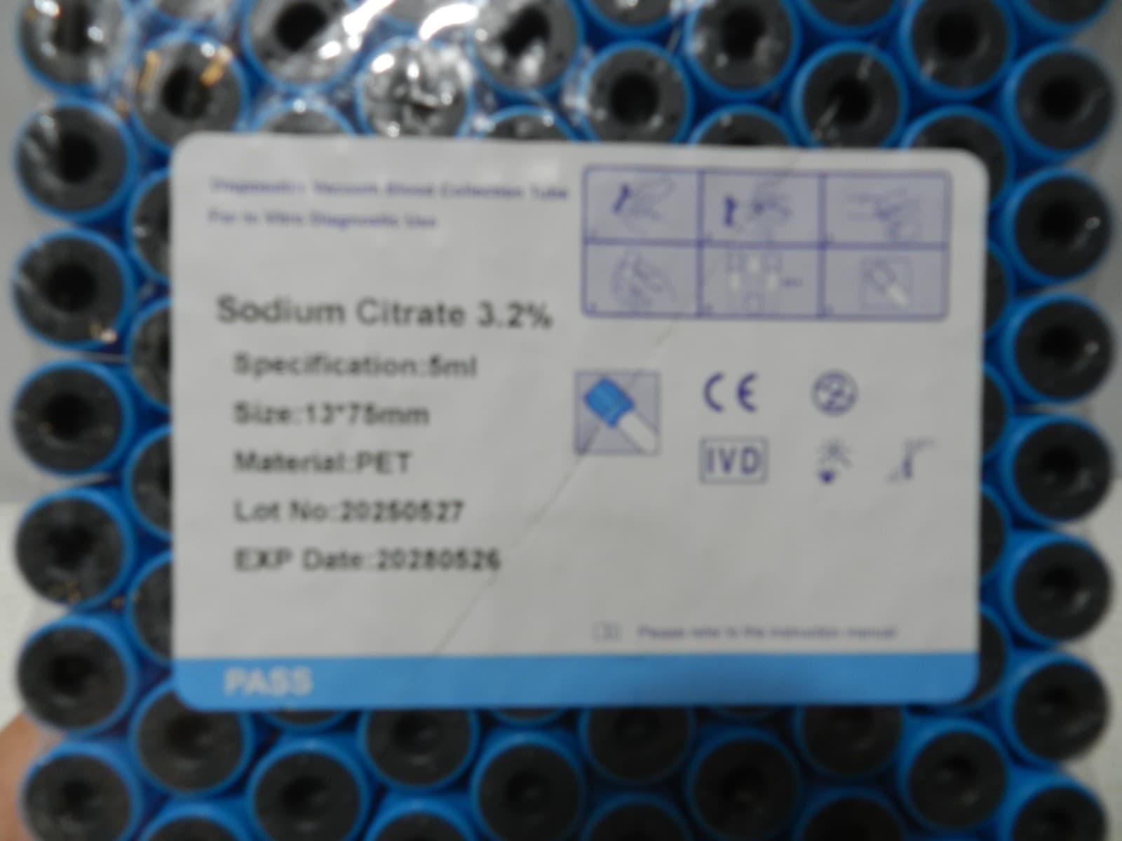 Disposable Vacuum Blood Coll. Tube 5ml 3.2% Sodium Citrate Coagulation 100ct L7K - Thumbnail 2