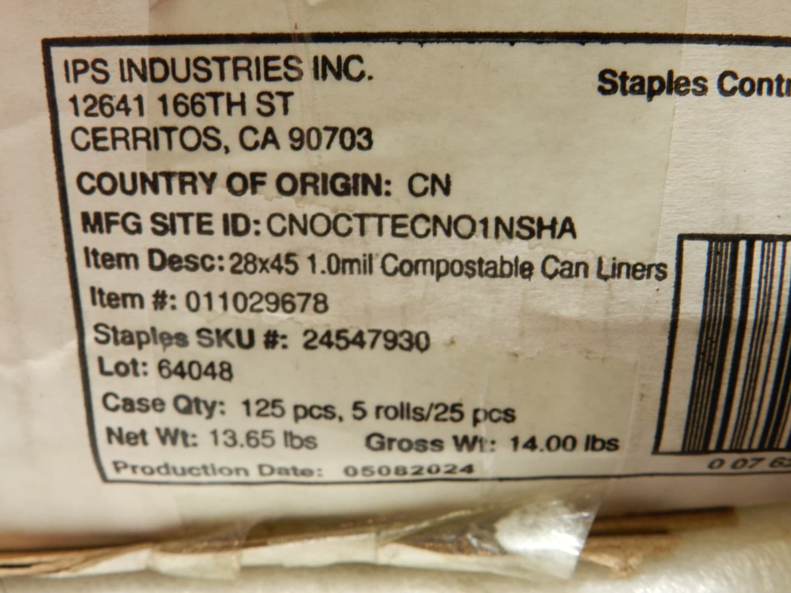 BPI 28x45 1.0mil Compostable Can Lliners 011029678 5 Rolls/25pc (B24K) - Thumbnail 2