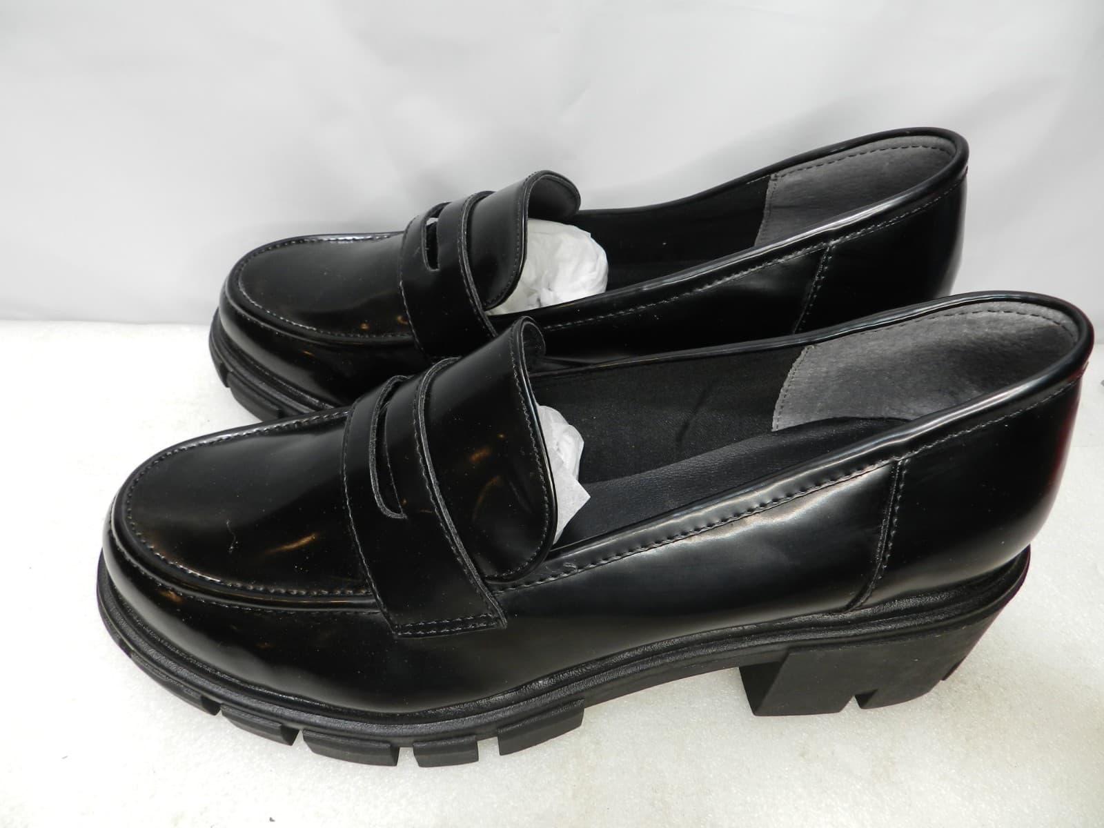 Me Too Platform Penny Loafers Sage 10 M Black Patent Slip On (L6K) - Thumbnail 2