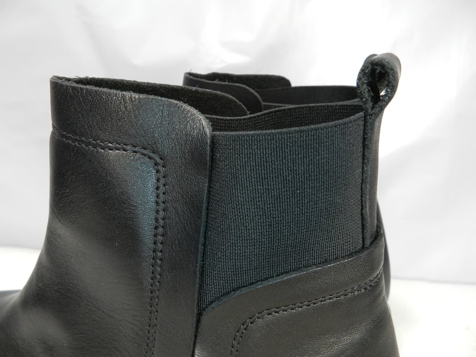 Steve Madden Black Chelsea Chunky Heel Ankle Boots Pull On Leather US SZ 7 (L5K - Thumbnail 3