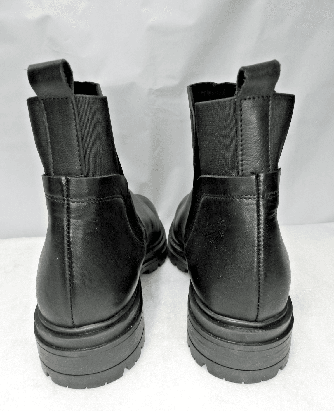 Steve Madden Black Chelsea Chunky Heel Ankle Boots Pull On Leather US SZ 7 (L5K - Thumbnail 5
