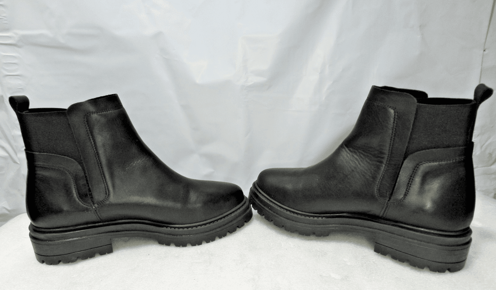 Steve Madden Black Chelsea Chunky Heel Ankle Boots Pull On Leather US SZ 7 (L5K - Thumbnail 6