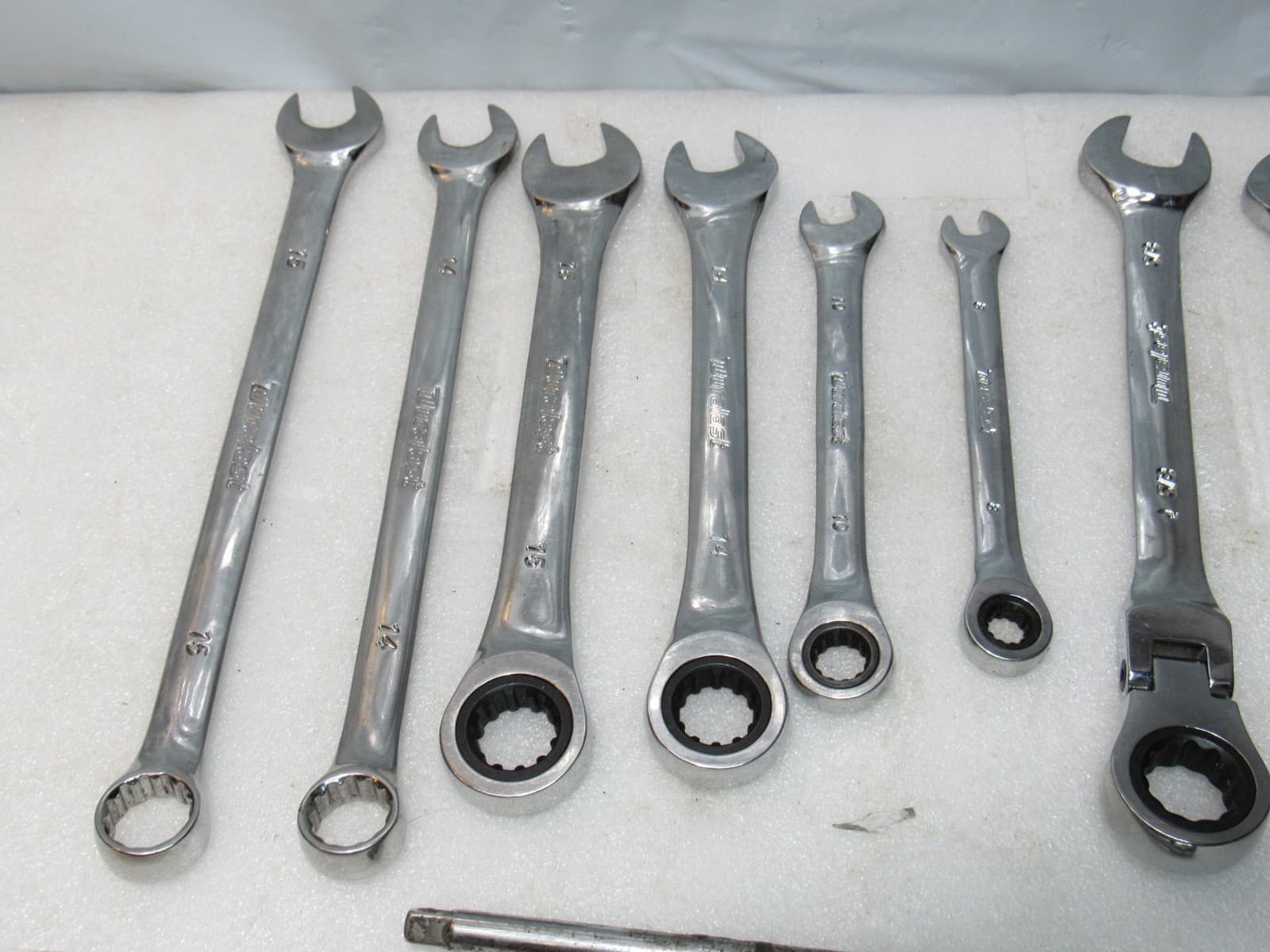 13 PC DURALAST SAE & mm COMBINATION WRENCH Flex Head Ratchet Mixed Set (J42K) - Thumbnail 2
