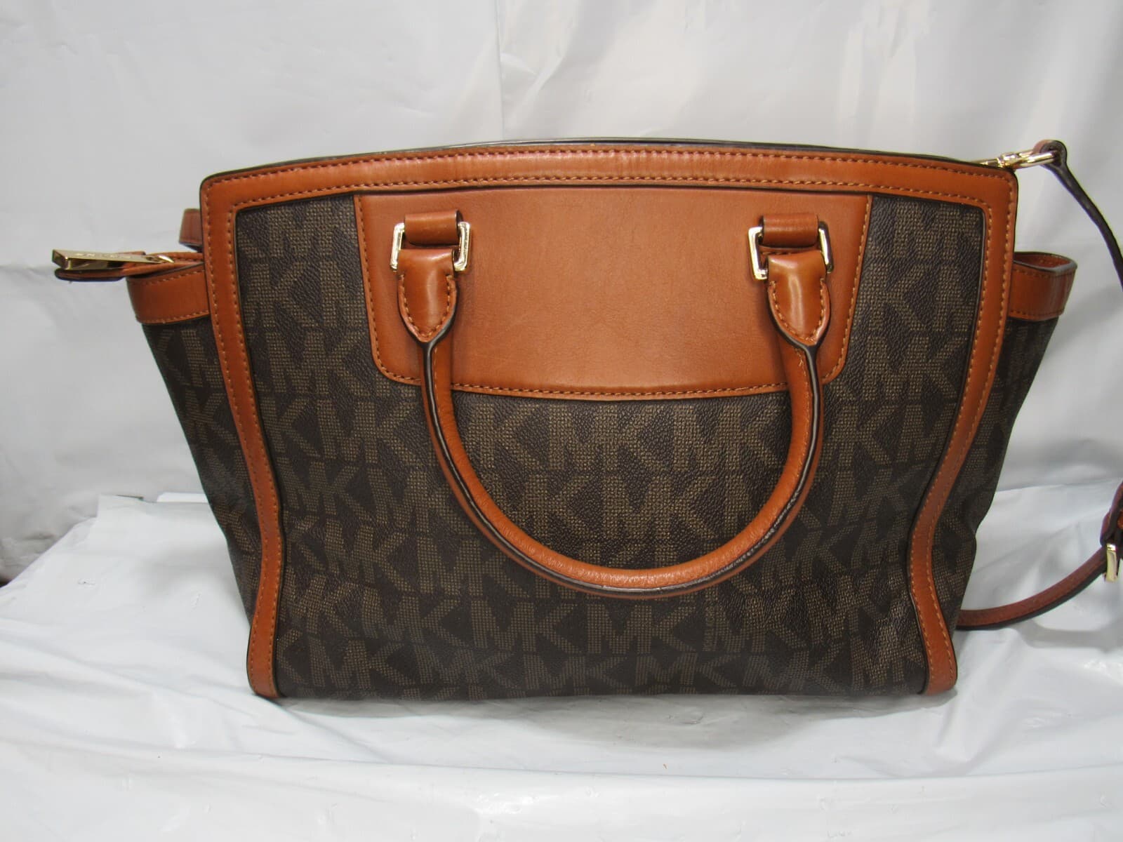 Michael Kors Large Selma Signature Logo Satchel Handbag Brown (P29M) - Thumbnail 4