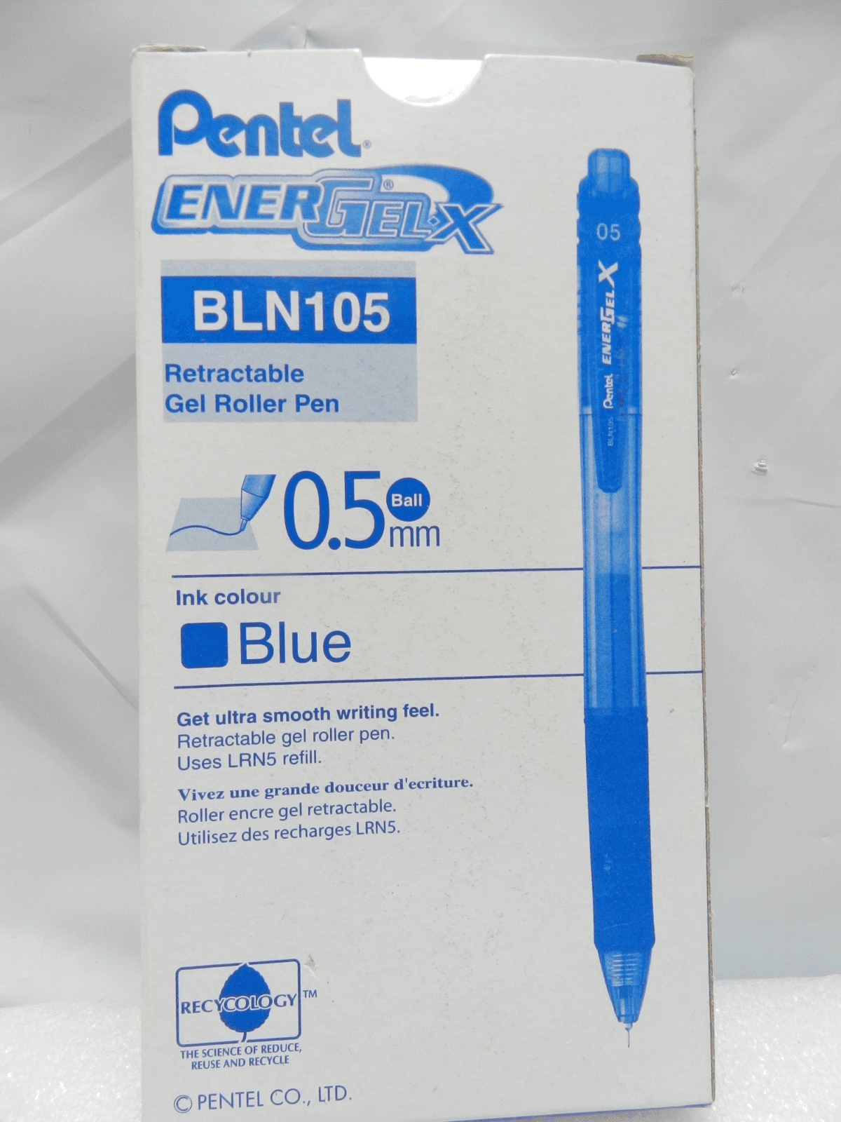 12 Pentel BLN105C 0.5 mm EnerGel-X Retractable Gel Pen - Blue Ink New E99K - Thumbnail 4