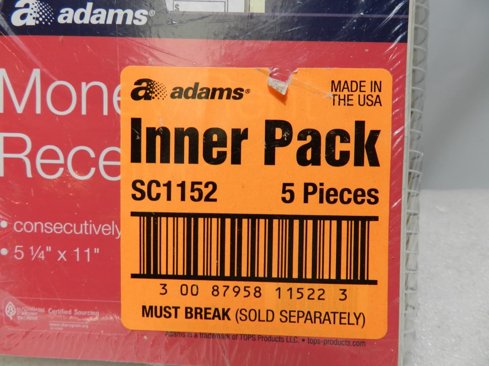 Adams SC1152 Carbonless Receipt Book 5 1/4" x 11" 2-Part - 5 NEW BOOKS (L9K) - Thumbnail 2