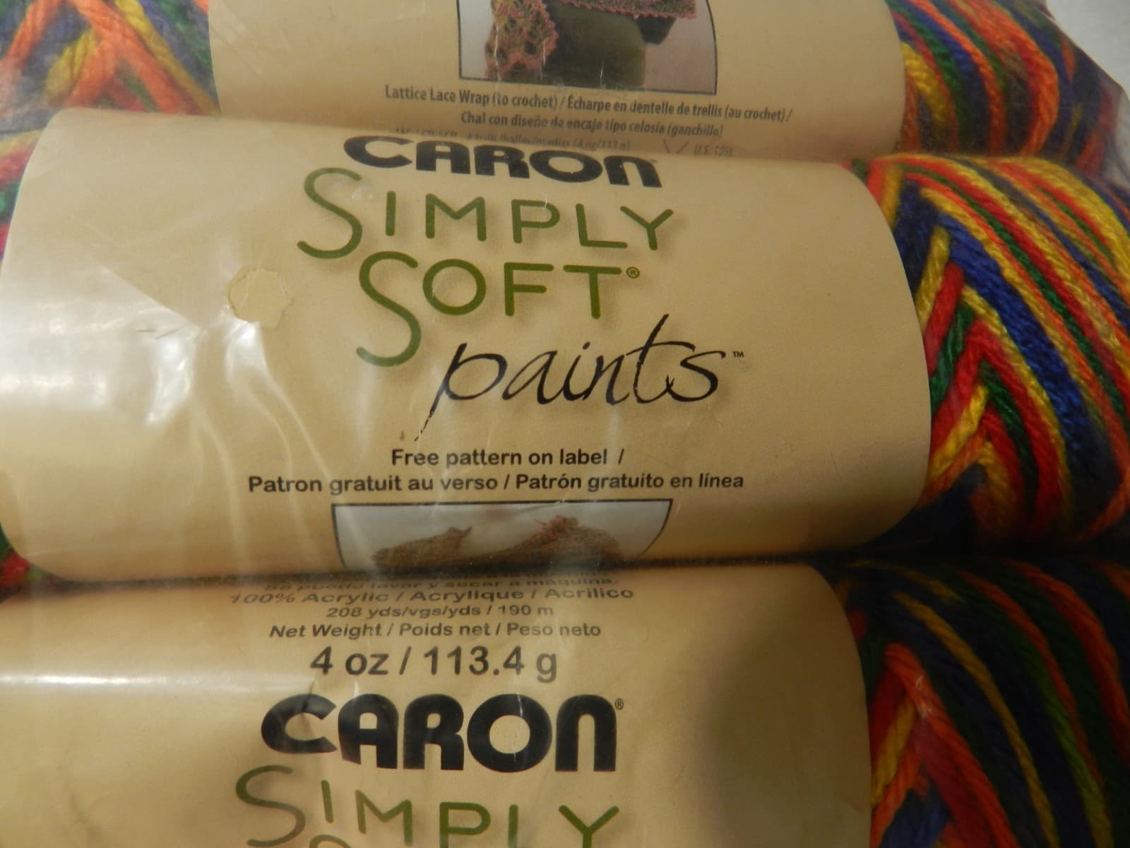 3 Caron Simply Soft Paints Yarn RAINBOW BRIGHT Red Yellow Blue Orange Green L8K - Thumbnail 6