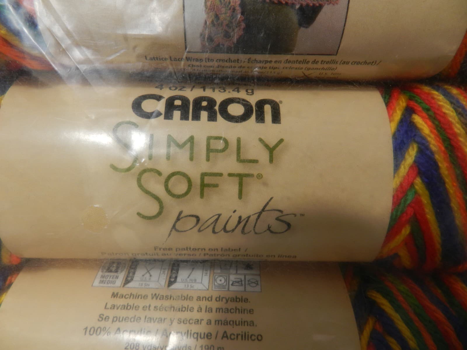 3 Caron Simply Soft Paints Yarn RAINBOW BRIGHT Red Yellow Blue Orange Green L8K - Thumbnail 2