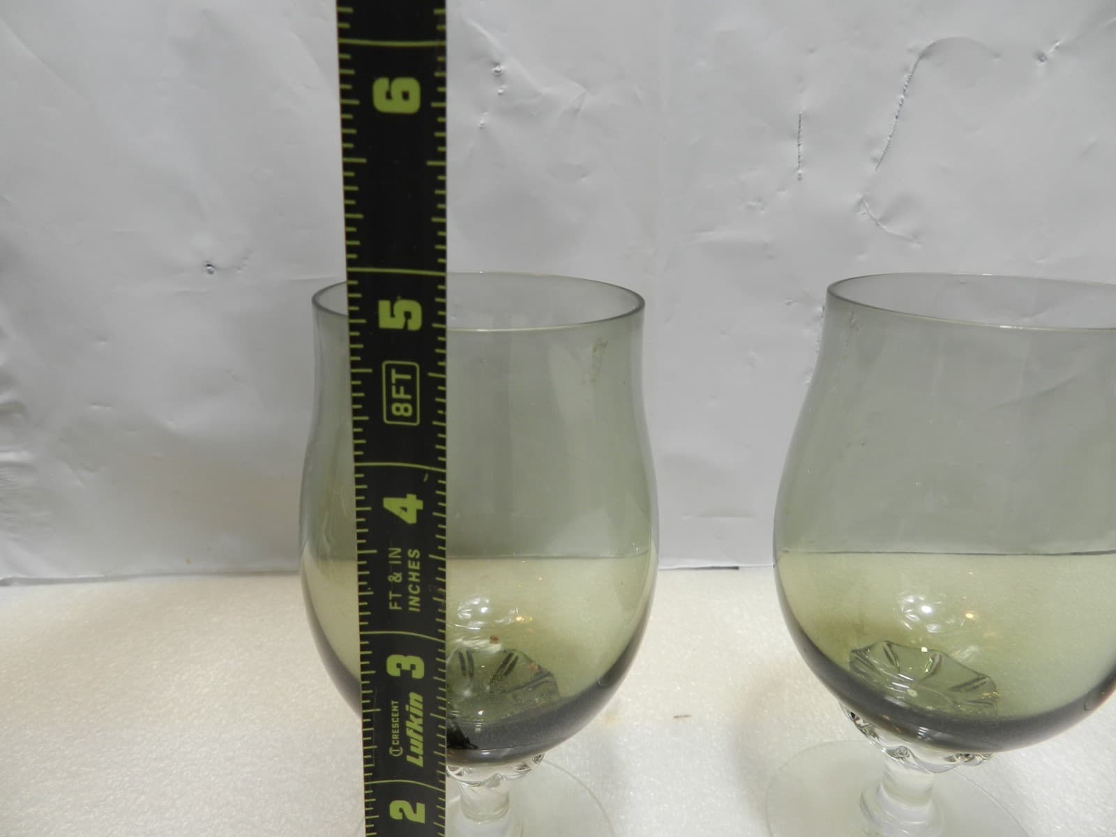 4 Sasaki Smoke Black/Gray Coronation Stim 4 3/4" Tall Wine Glasses B32K - Thumbnail 2