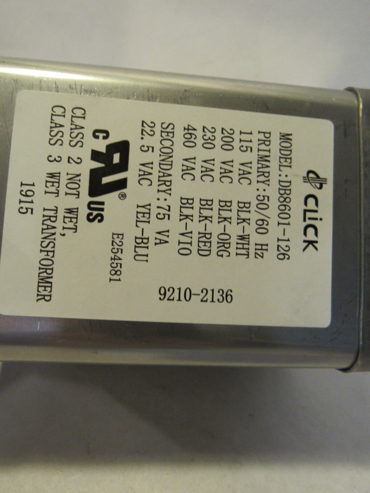 Transformer Class 2 INPUT 460V 50/60Hz Class 3 Wet Transformer DB8601-126 N69K - Thumbnail 2