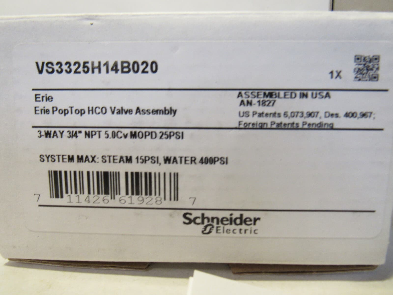 Schneider Erie PopTop HCO Valve Assem. VS3325H14B020 110/120V 3 Way 3/4" NPT N70 - Thumbnail 3