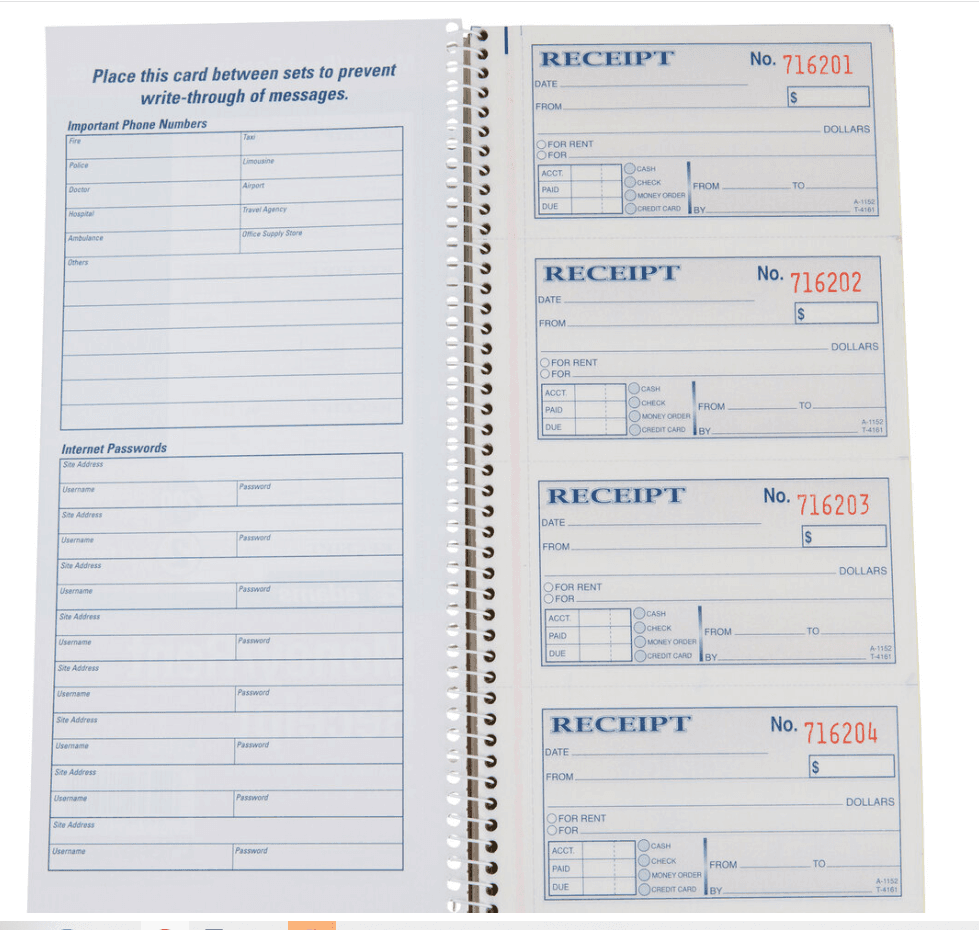 Adams SC1152 Carbonless Receipt Book 5 1/4" x 11" 2-Part - 5 NEW BOOKS (L9K) - Thumbnail 10