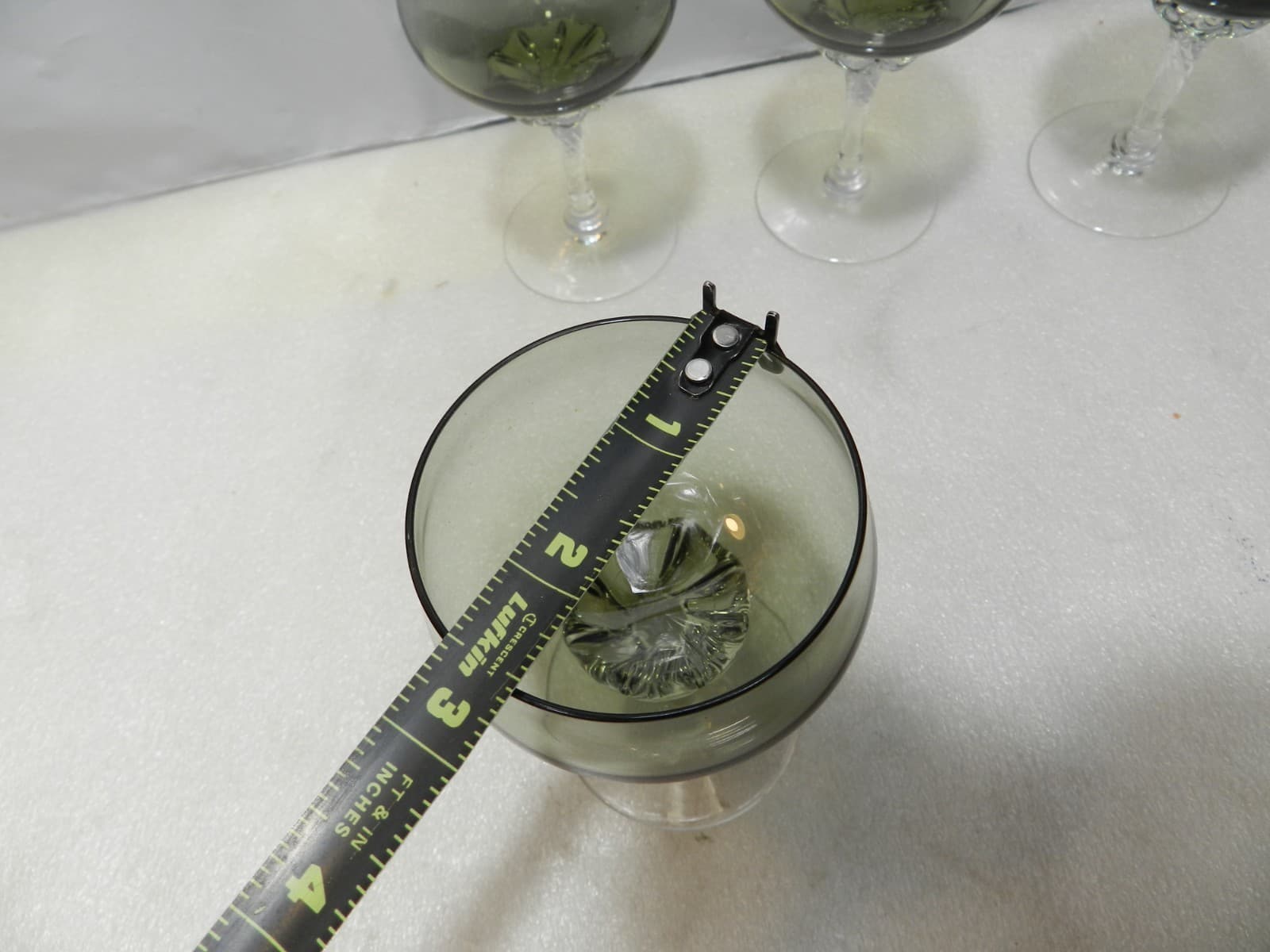 4 Sasaki Hawthorn Smoke Black/Gray Coronation Stim 4.5" Tall Wine Glasses B31K - Thumbnail 5