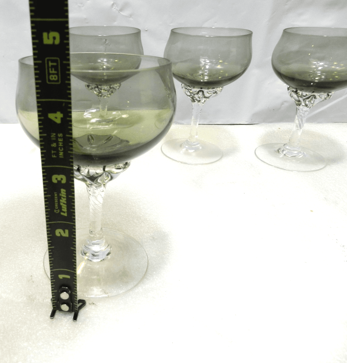 4 Sasaki Hawthorn Smoke Black/Gray Coronation Stim 4.5" Tall Wine Glasses B31K - Thumbnail 4