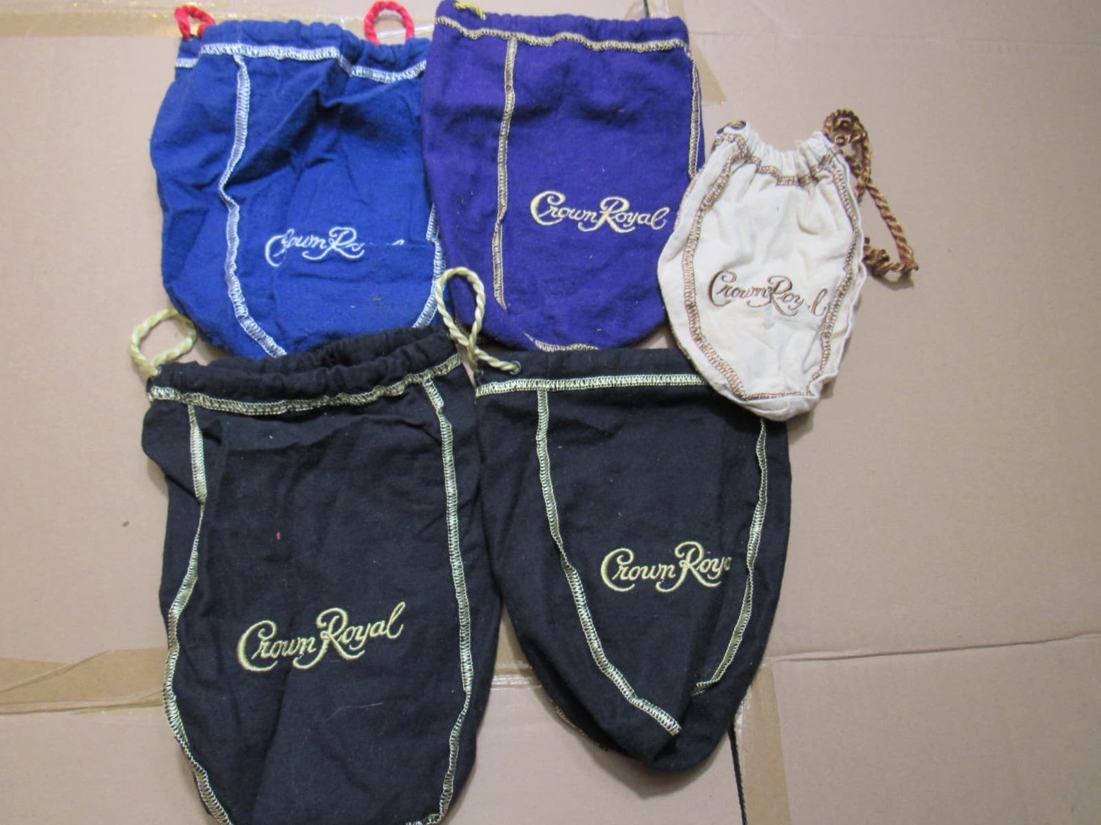 34 Mixed Crown Royal Bags Various Colors/Sizes Peach Snowflake Tan Blk (F4J) - Thumbnail 11