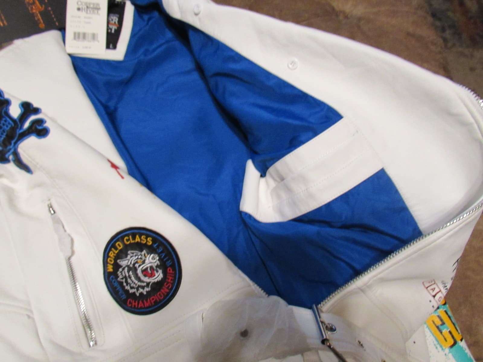 Copper Rivet Moto PU Leather Jacket White Mens Large New w/ Tags (W76K) - Thumbnail 9