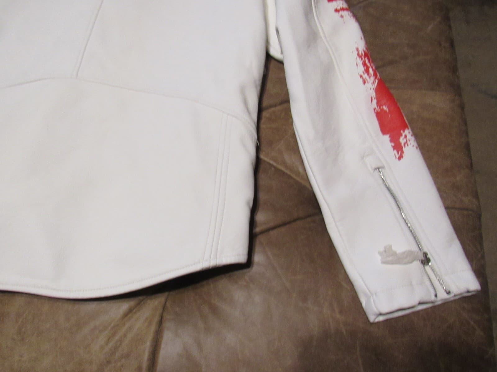 Copper Rivet Moto PU Leather Jacket White Mens Large New w/ Tags (W76K) - Thumbnail 13