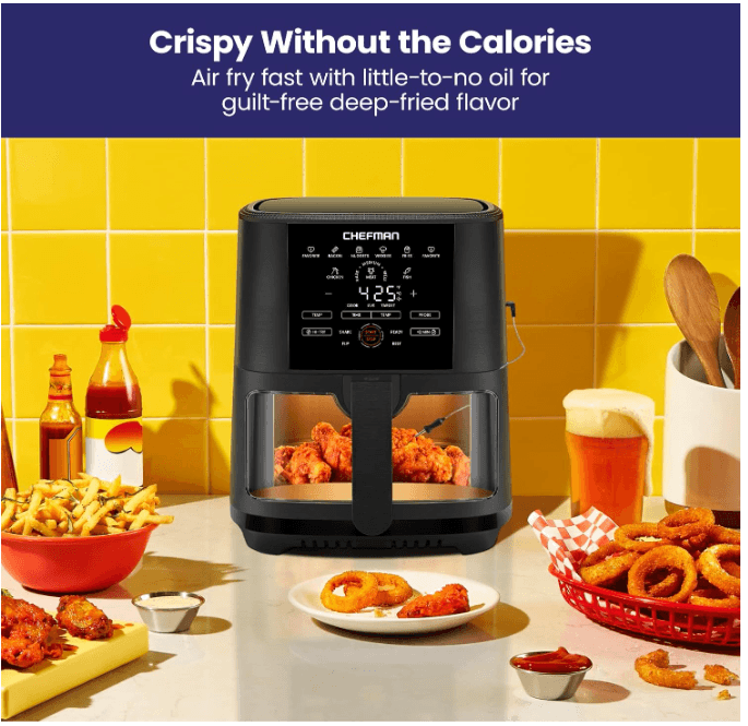 CHEFMAN 5-Quart Digital Air Fryer w/ Temperature Probe Easy View Black (U67K) - Thumbnail 5