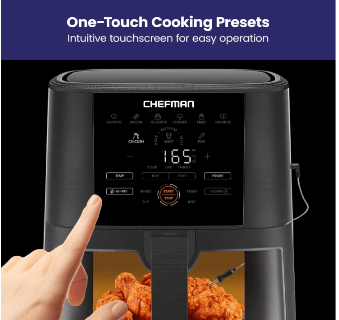 CHEFMAN 5-Quart Digital Air Fryer w/ Temperature Probe Easy View Black (U67K) - Thumbnail 2