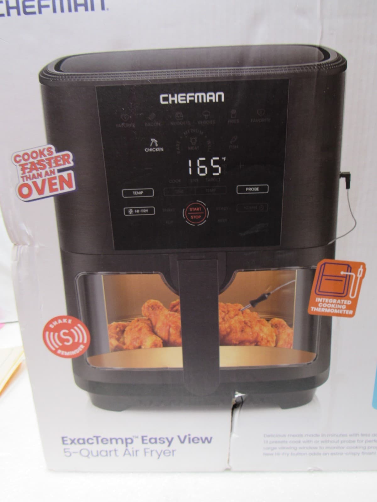 CHEFMAN 5-Quart Digital Air Fryer w/ Temperature Probe Easy View Black (U67K) - Thumbnail 11