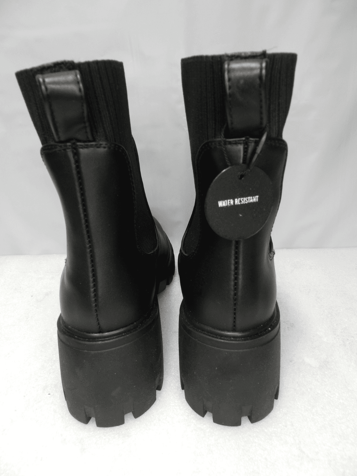 Steve Madden Black Chelsea Chunky Heel Ankle Boots Faux Leather SZ 5.5 (L17K) - Thumbnail 7