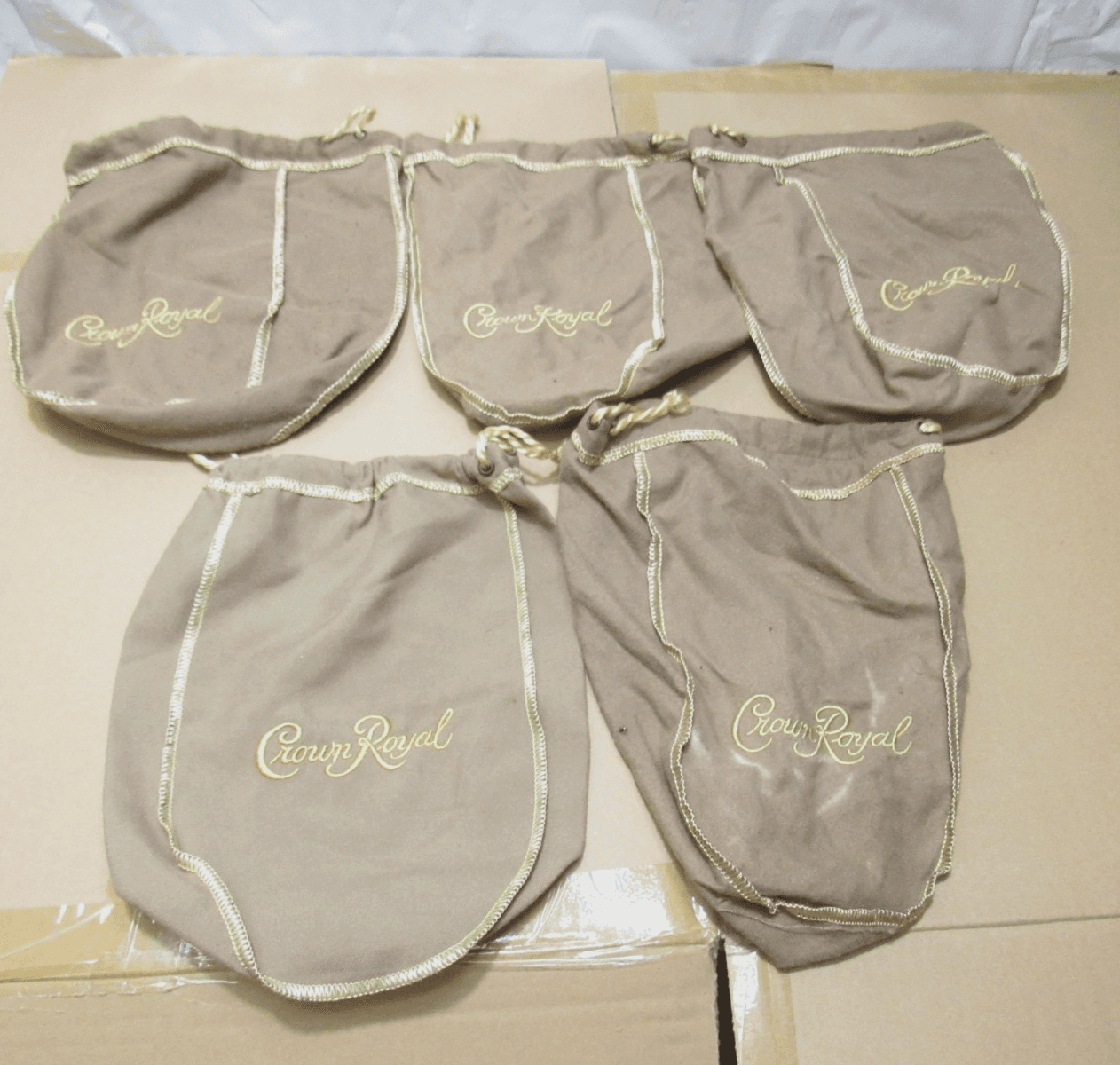 34 Mixed Crown Royal Bags Various Colors/Sizes Peach Snowflake Tan Blk (F4J) - Thumbnail 8