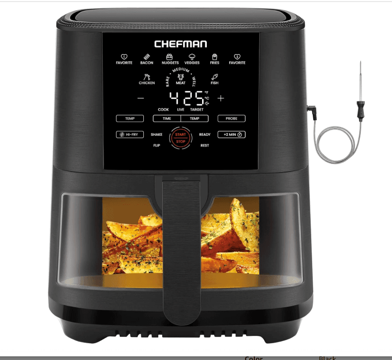 CHEFMAN 5-Quart Digital Air Fryer w/ Temperature Probe Easy View Black (U67K) - Thumbnail 6