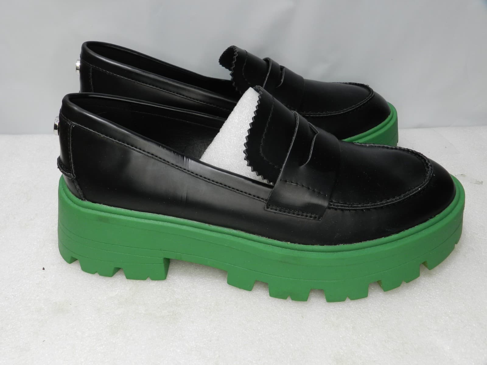 Steve Madden Maisee Black /Green Chunky Platform Loafers sz 6.5 (L25K) - Thumbnail 2